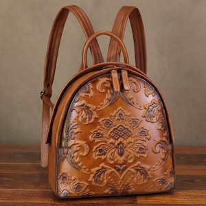 Sac à dos en cuir véritable sac à main en cuir vintage sac à dos en relief sac à dos décontracté sac d'université sac à dos fait à la main sac à dos de personnalisation