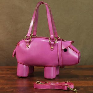 Echtes Leder Geldbörse und Handtasche Frauen Vintage Handmade Cut Schwein Form Schultertasche Crossbody Tasche Einzigartige Mode Schultasche Geburtstagsgeschenk