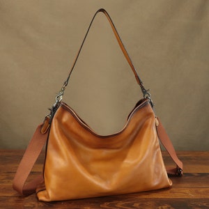 Genuine Leather Hobo Bag for Women Shoulder Bag Tote Bag Vintage Handmade Real Leather Crossbody Bag Satchel Purse Festival Birthday Gifts