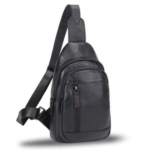 Genuine Leather Sling Bag Chest Shoulder Pack Crossbody Casual Daypack ...