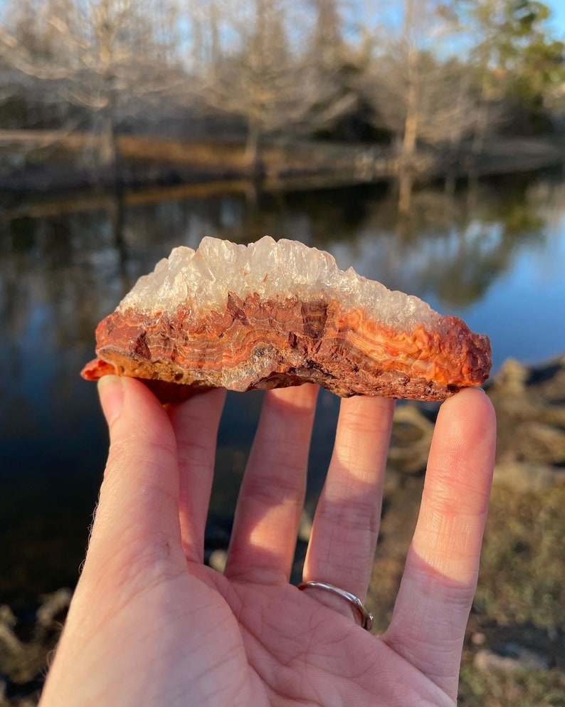 Natural Laguna Lace Agate with Druzy Quartz image 1