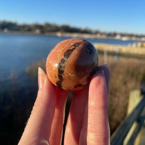 Peach Moonstone w/ Smoky Quartz Palmstone
