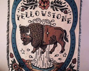 Yellowstone - national park- woven blanket