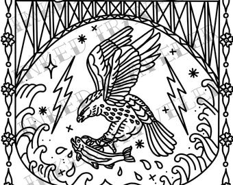 New River Gorge coloring page - digital download
