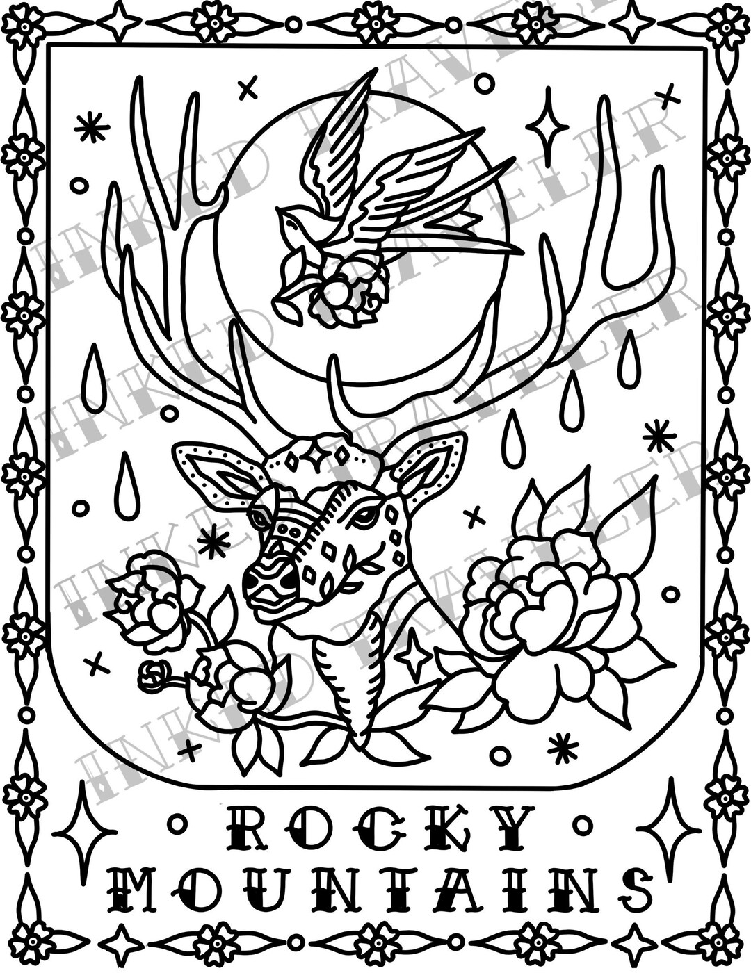 Rocky Mountain Coloring Page - Digital Download - Etsy