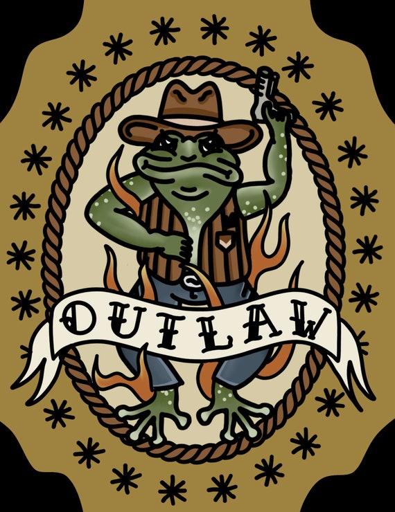 Outlaw frog - print - cowboy - decor