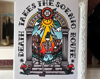 Hiker portal print - tattoo art