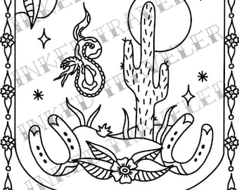 Saguaro coloring page - digital download