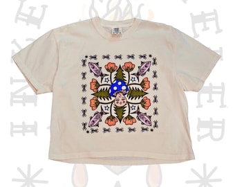 Mushroom - fish tattoo - design - cropped - hiking tee