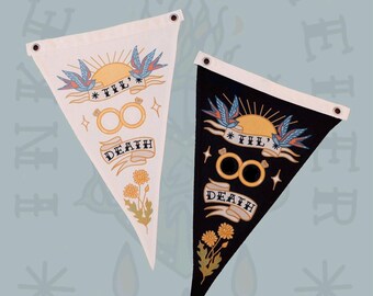 Pennant flag - wedding flag - tattoo design - til death