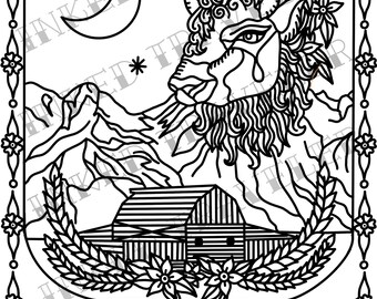 Grand Teton coloring page - digital download