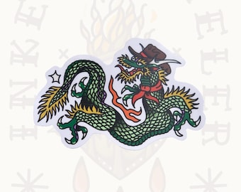 Cowboy dragon sticker