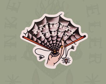National park sticker - American traditional - spider web - fan tattoo