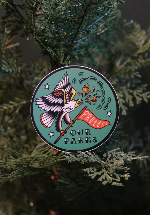 Protect our parks - circle stickers - eagle tattoo
