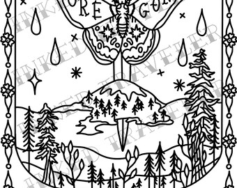 Crater Lake coloring page - digital download