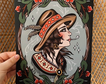 Hippie cowgirl print