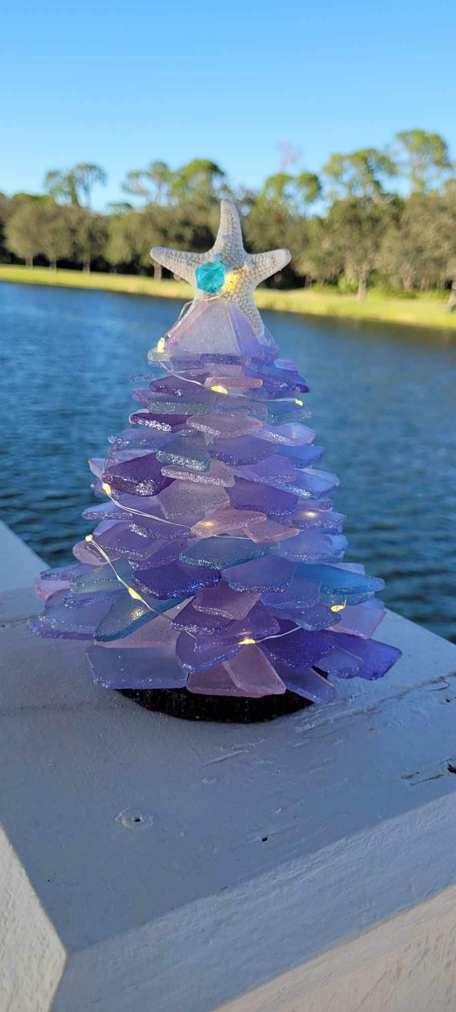 Sea Glass Christmas Tree With Lights, Beach Glass Christmas Tree, Sea