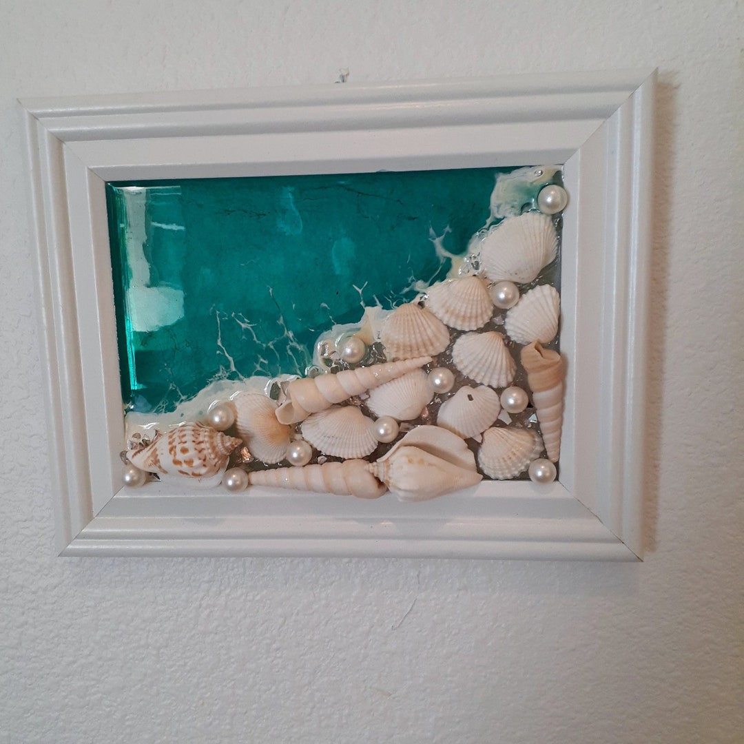 Seashell Resin Art, Beach Resin Art, Resin Ocean Art, Sea Glass Resin ...