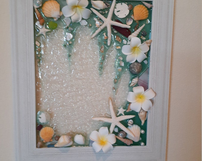 Tropical Shell Art, Tropical Flower Art, Sea Glass and Shell Crafts