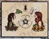 Practical Magic Traditional Tattoo Flash Art | Practical Magic Wall Art | Witchy Halloween Decor | Witchy Decor | Witch Art | Old School Art