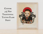 CUSTOM Neo Traditional Individual Portrait Tattoo Flash | Old School Tattoo Flash | Custom Tattoo Art | Tattoo Flash Print | Digital Art