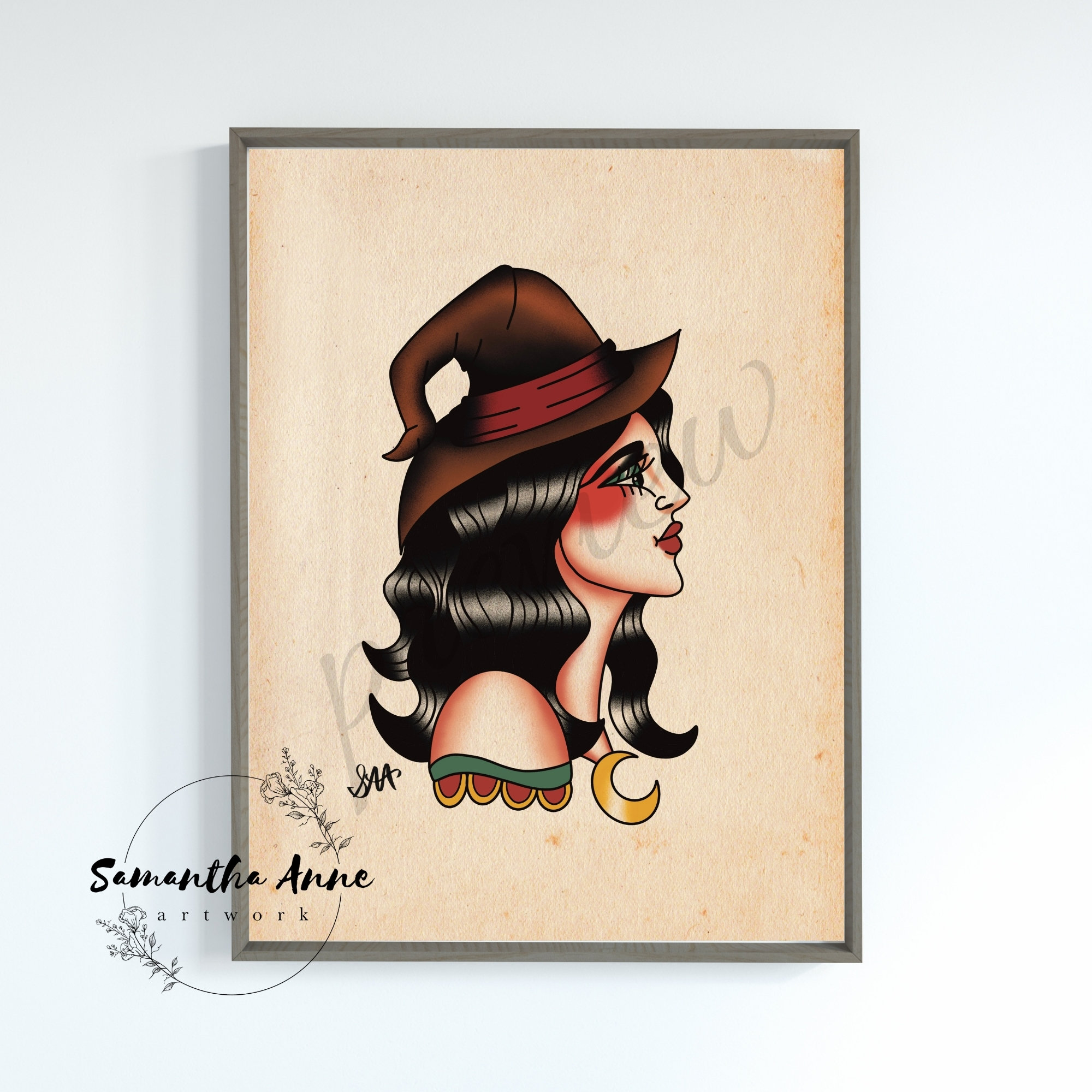 Traditional Witch Old School Tattoo Flash Print Old School - Etsy UK Traditional Witch Old School Tattoo Flash Print Old School - Etsy UK