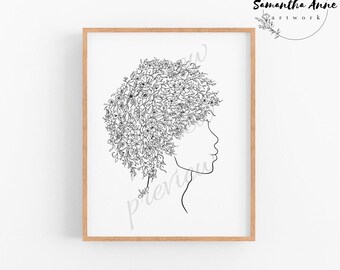 Man with Afro Art Print | Ethnic Hair Art | Natural Hair Illustration | Black Wall Art | African American Art Print | Printable Wall Art