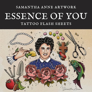 Essence of You Custom Tattoo Flash Sheet | Tattoo Portrait | Custom Portrait | Grief Gift | Memorial Gift |Old School Tattoo Art |Custom Art