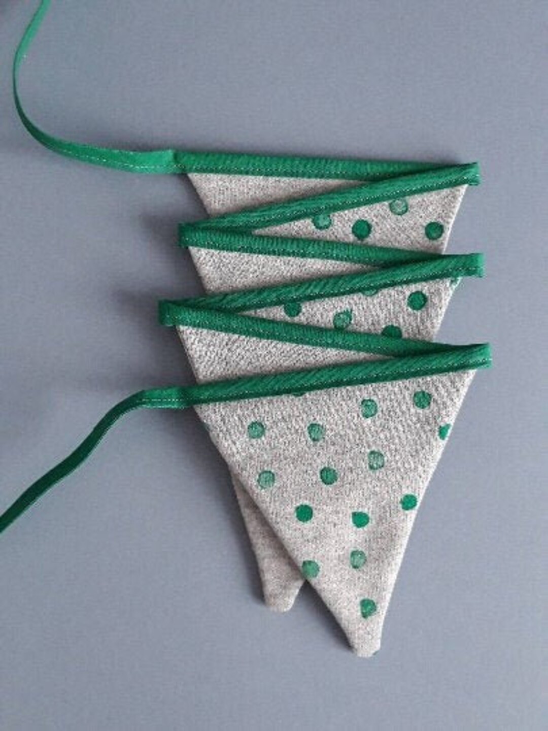 Gray Green Fabric Bunting, Neutral Wall Hunging, Reusable Bunting ...