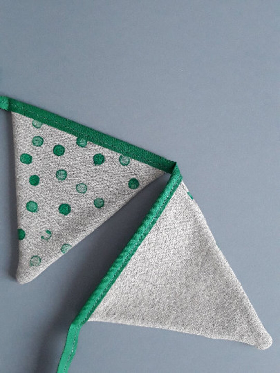 Gray Green Fabric Bunting, Neutral Wall Hunging, Reusable Bunting ...