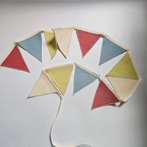 Nursery Fabric Bunting – 12 Flag Canvas Garland for Kids Room, Baby Shower, Playroom or Wall Decor
