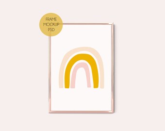ローズゴールドフレームモックアップ、ゴールドフレームモックアップ、ゴールドモックアップフレーム、A4 モックアップフレーム、A4 フレームモックアップ、ミニマリストフレームモックアップ、A4 フレームモックアップ