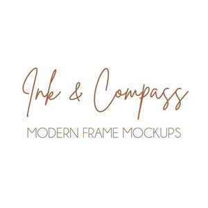 May include: Ink & Compass logo with the text "MODERN FRAME MOCKUPS" below it.