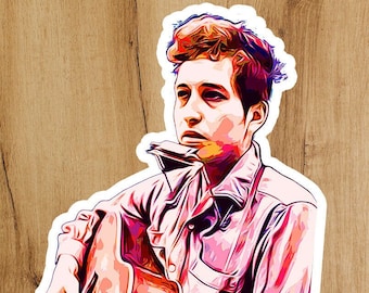 Bob Dylan Guitar Sticker: Woodstock Rock, Laptop Decal