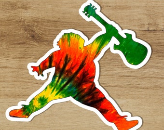 Grateful Dead Parody Sticker: Jerry Garcia Jumpman, Tie-Dye, 4x4 in