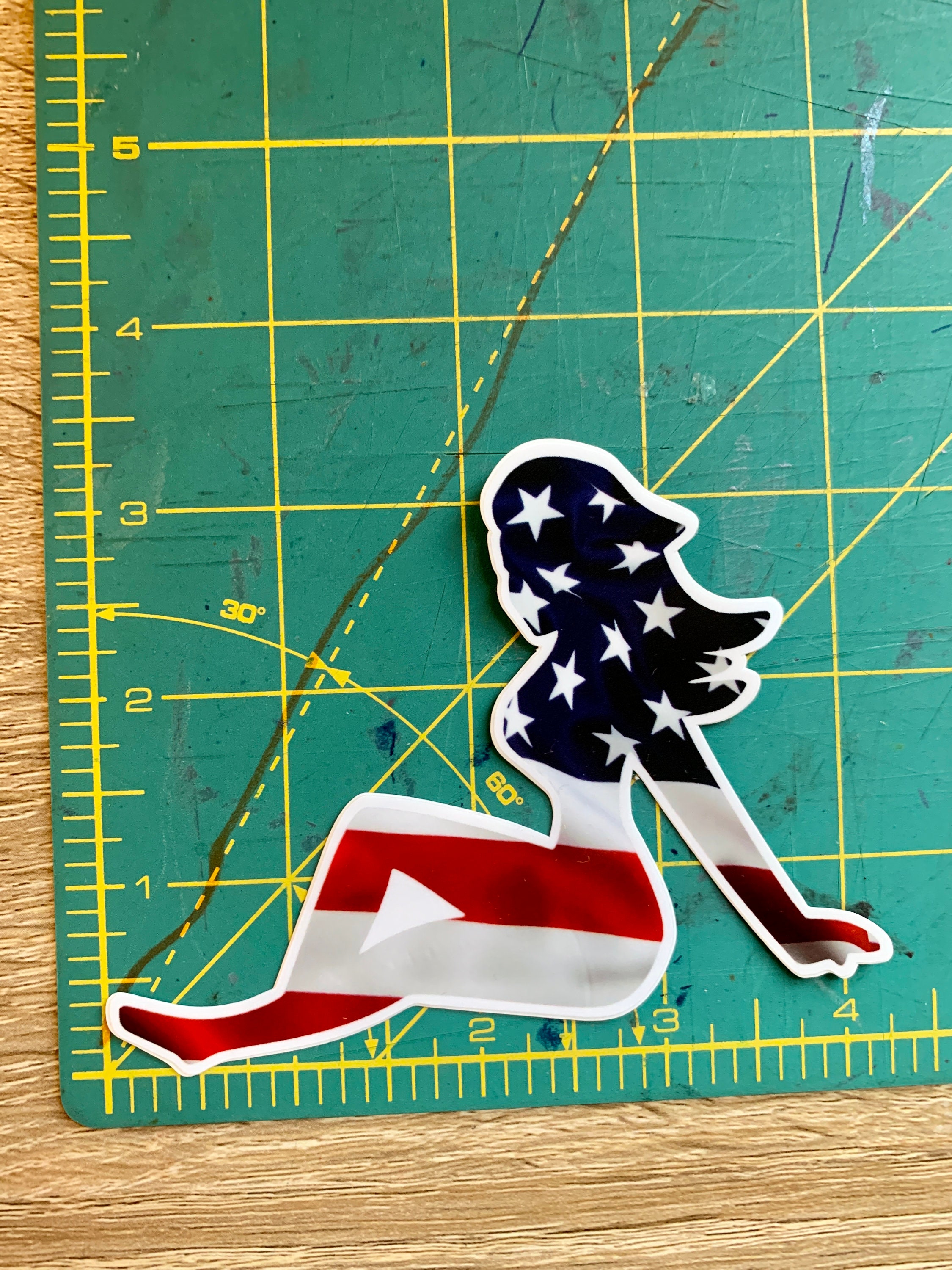 Pin up Mudflap Girl Sticker: American Flag Vinyl Decal - Etsy