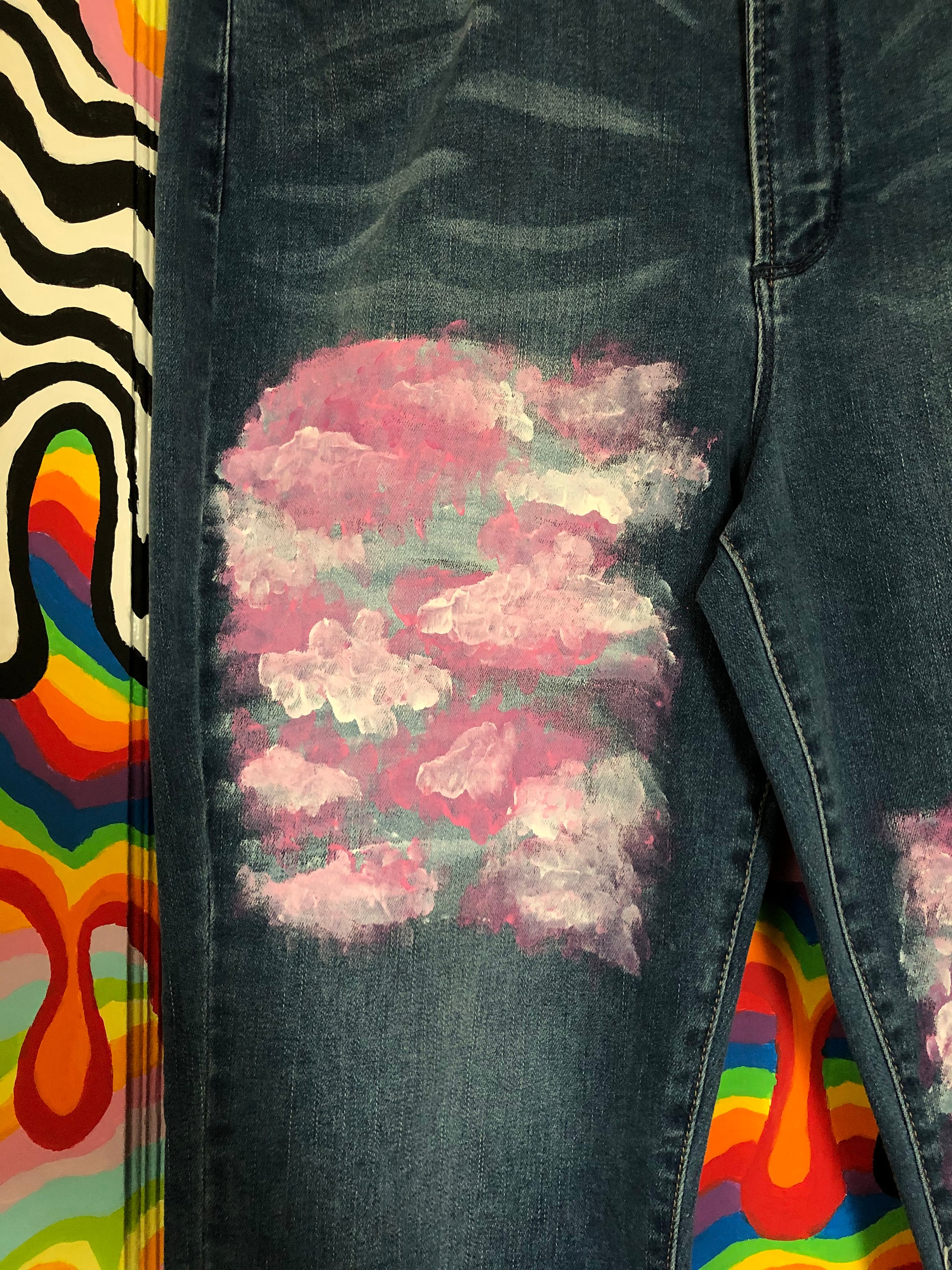 Painted cloud jeans Etsy