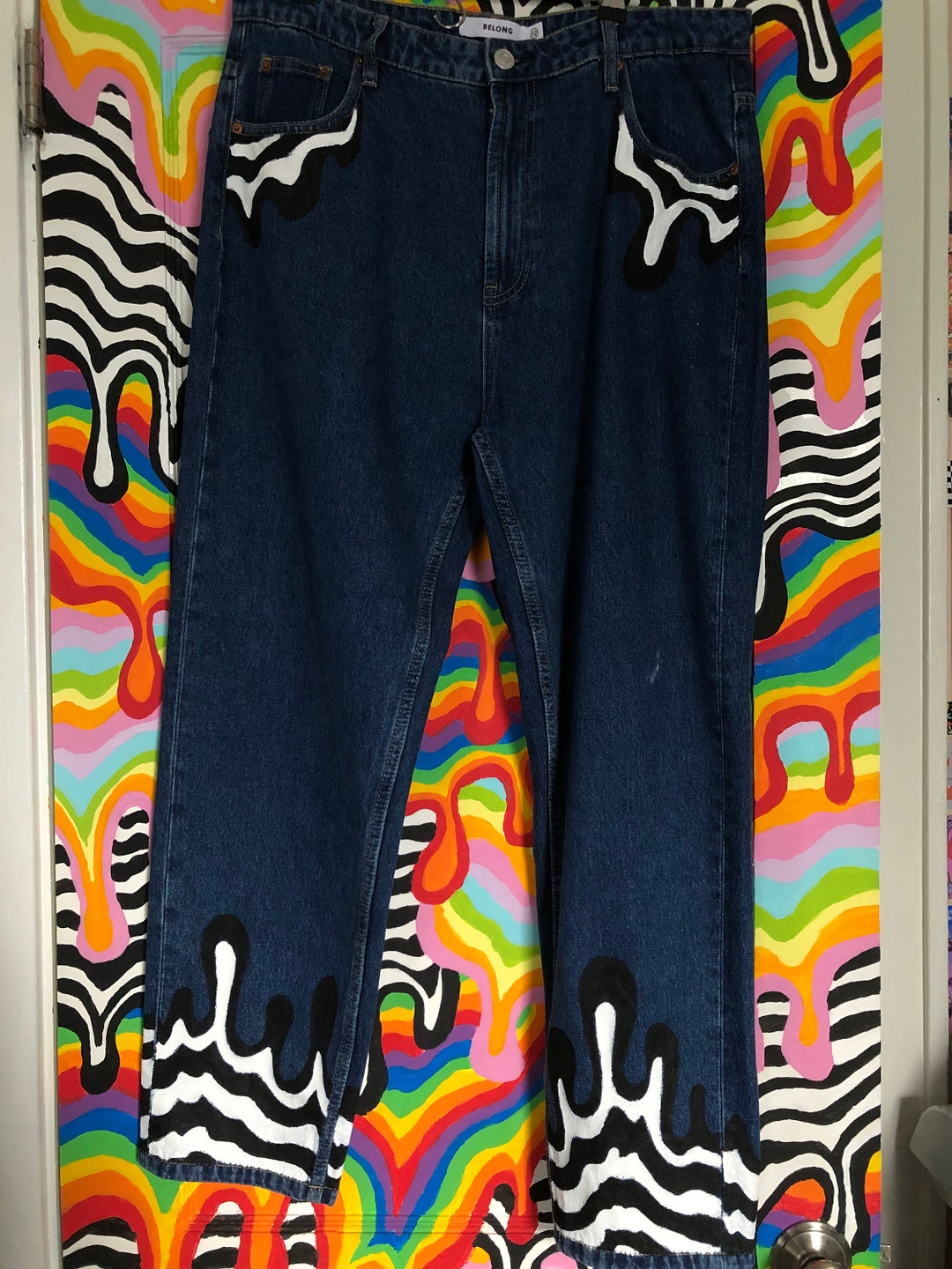 Paint drip jeans sale