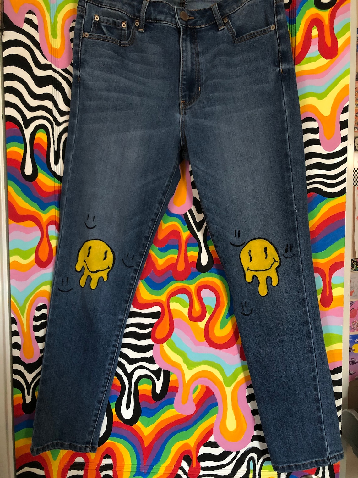 baggy jeans with smiley face