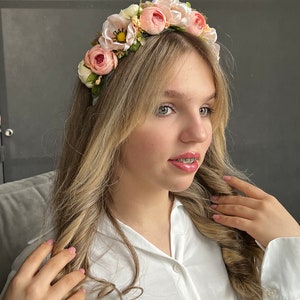 Wedding flower hair piece, Bridal floral hair vine, Flower headband, Flower hair piece, Wedding tiara, Wedding flower crown