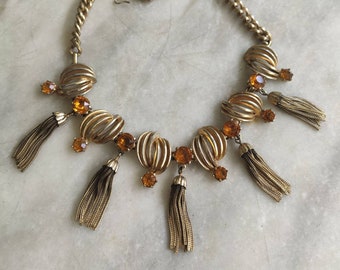 Schiaparelli topaz and tassel necklace