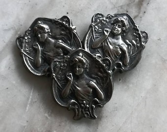 Ancienne médaille de boucle de ceinture, Furchtlos und Trew Métal - Vendu