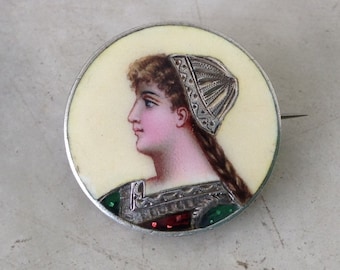 Exquisite Emaille historische Porträt Brosche