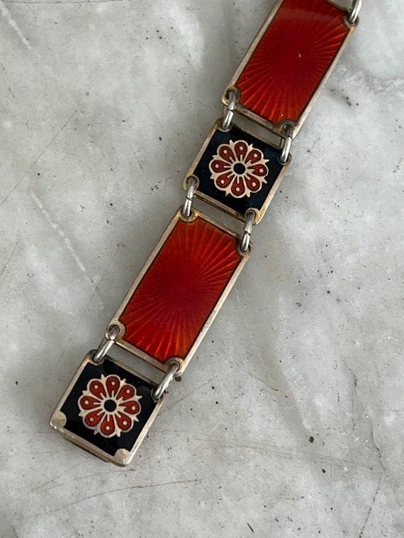 Vintage Venetian red enamel silver gilt bracelet … - image 5
