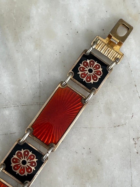 Vintage Venetian red enamel silver gilt bracelet … - image 3