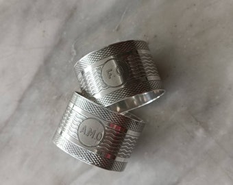 Pair of Art Deco sterling silver napkin rings