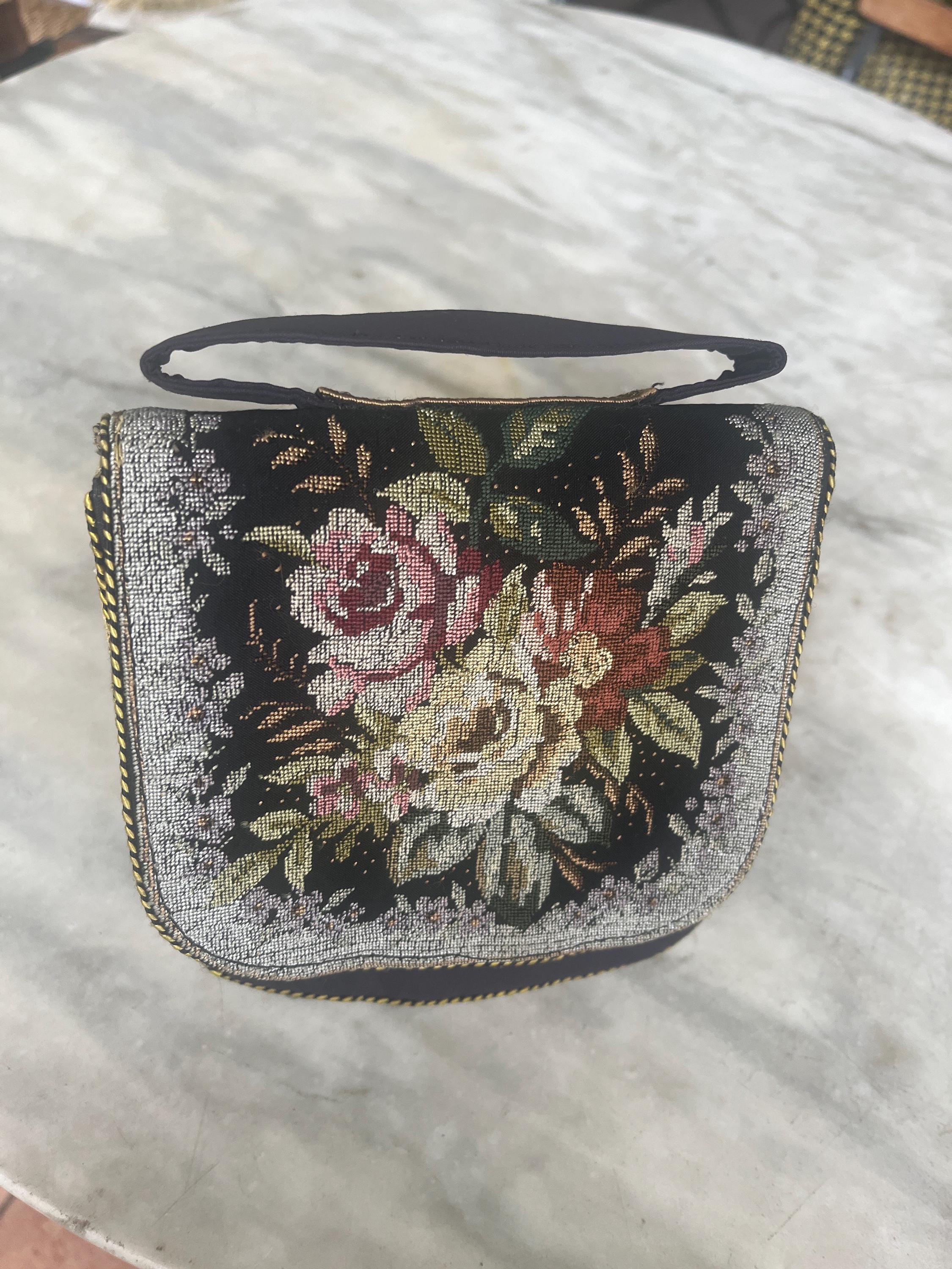 シルクバッグのヴィンテージプチポワン刺繍 - Etsy 日本