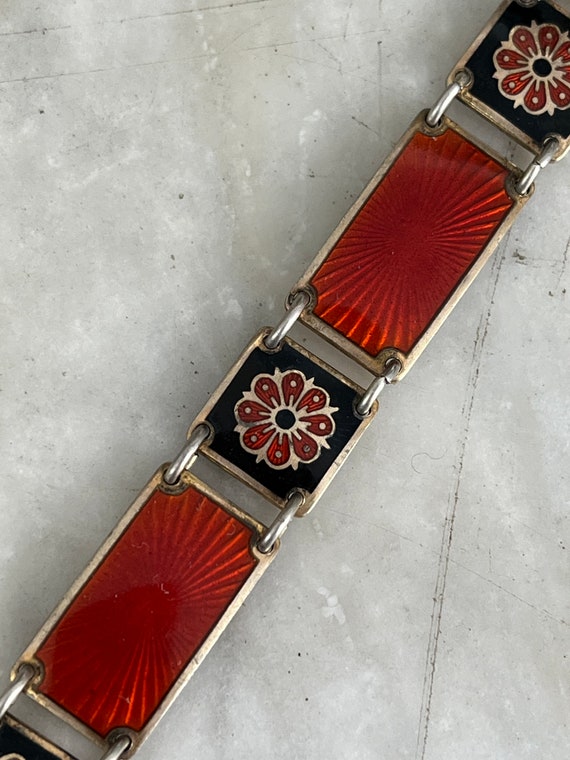 Vintage Venetian red enamel silver gilt bracelet … - image 4