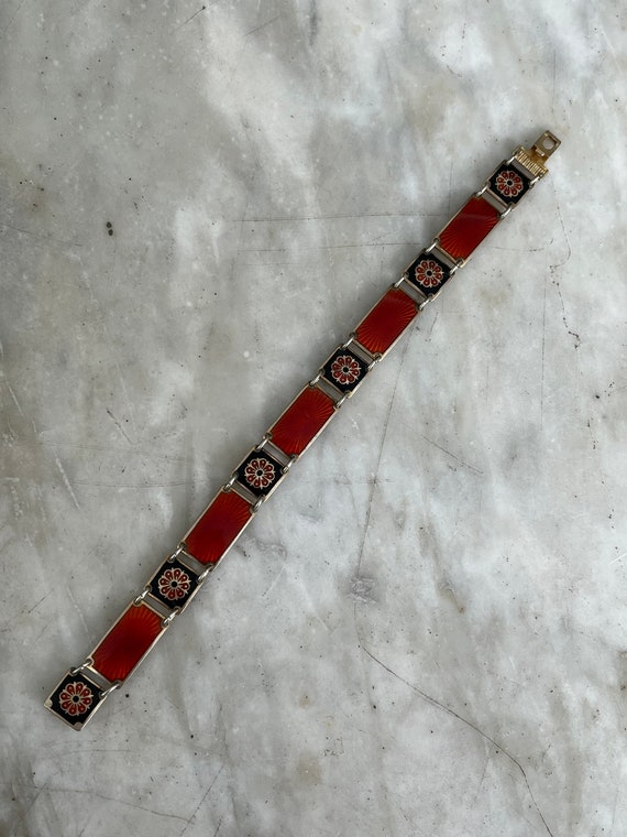 Vintage Venetian red enamel silver gilt bracelet … - image 2