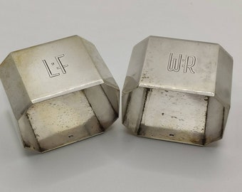 Art Deco pair of sterling silver napkin rings.